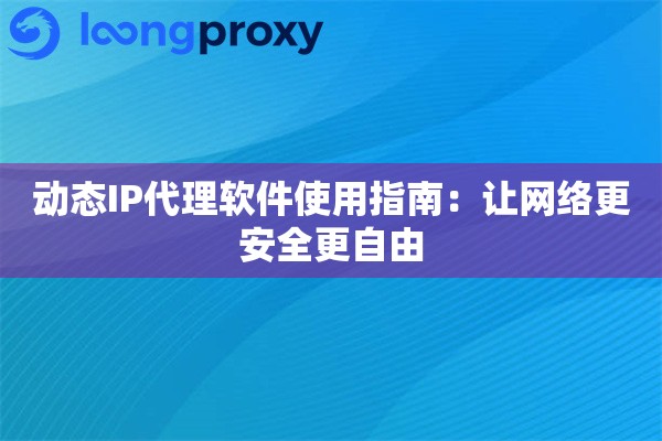 动态IP代理软件使用指南：让网络更安全更自由