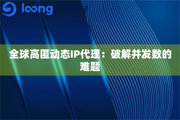 全球高匿动态IP代理：破解并发数的难题