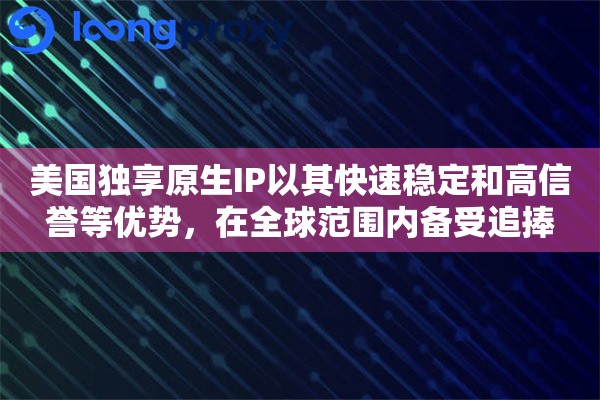 美国独享原生IP以其快速稳定和高信誉等优势，在全球范围内备受追捧