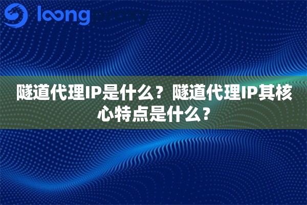 隧道代理IP是什么？隧道代理IP其核心特点是什么？