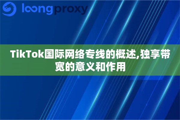 TikTok国际网络专线的概述,独享带宽的意义和作用