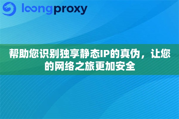 帮助您识别独享静态IP的真伪，让您的网络之旅更加安全